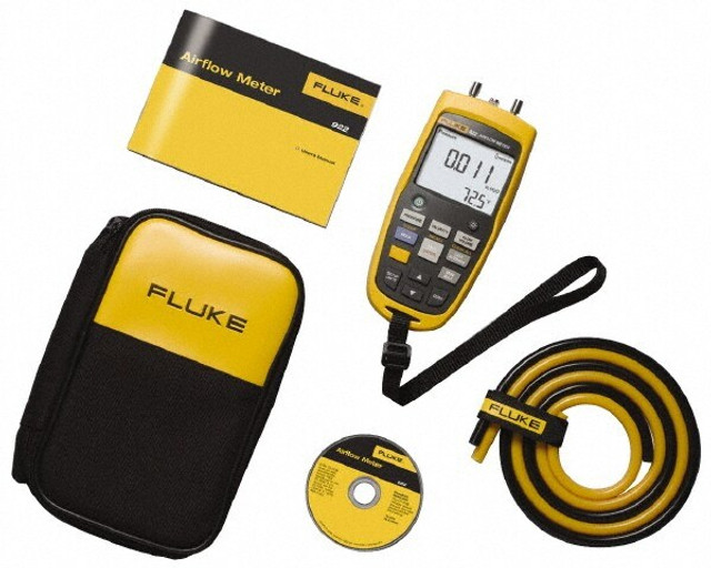 Fluke FLUKE-922/KIT Airflow Meters & Thermo-Anemometers; Meter Type: Airflow Meter Kit; Maximum Air Velocity ft/min (Feet): 16000; 16000 ft; Min Air Velocity ft/min (Feet): 250; Minimum Air Velocity: 250 ft; Resolution: 1 fpm; Maximum Measuring Range (Deg F): 122; Accessorie