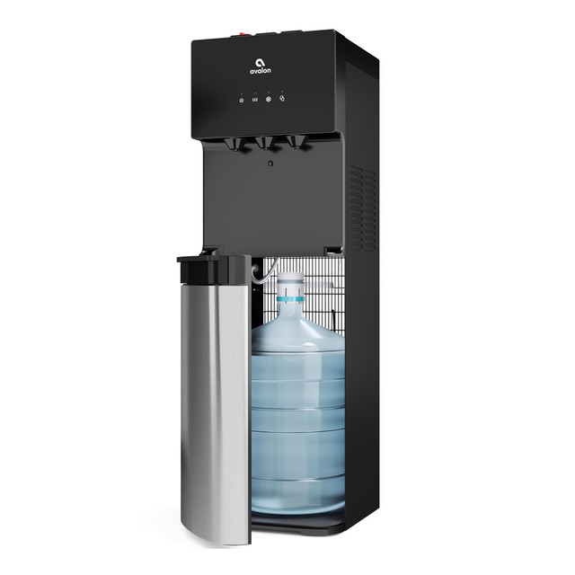 Enjoy crisp, refreshing drinks day or night with this water dispenser. The stainless-steel cabinet offers a sleek look, and dual filtration helps ensure pure water with every pour.  Dispenses water at 3 temperatures to suit a variety of refreshments.  Choose from ice water, room-temperature water and hot water.  Push-button spouts make releasing water a snap.  9in of space below the spouts provides ample room for your mugs and glasses.  Bottleless design filters tap water to eliminate the need for constant refilling and lifting.  NSF-certified activated carbon filter and sediment filter remove chlorine, lead, rust and bacteria to ensure purity and refreshing flavor.  Self-cleaning design reduces time spent on maintenance.  Nightlight illuminates the spouts in the dark.  Safety lock on the hot water faucet helps keep children safe.  Backed by the manufacturers 1-year limited warranty.  Eco-conscious choice - has one or more meaningful eco-attributes or eco-labels.  ENERGY STAR certified - meets federal guidelines for energy efficiency.  UL Claim Validation - UL environmental claim validations lend third-party credibility to single-attribute environmental claims.  Energy efficient - designed to use less energy than alternative products, potentially helping you save money and reduce your carbon footprint.  Reusable & avoids disposables - designed to be used repeatedly, helping you avoid single-use disposables and potentially save money.  Helps Avoid Waste - Designed for extended use, helping reduce or eliminate material use and potentially save money.