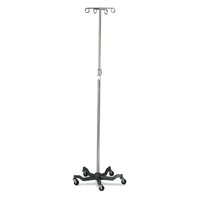 MEDLINE INDUSTRIES, INC. MDS80500 Medline Aluminum 5-Leg IV Poles, Chrome, Case Of 2