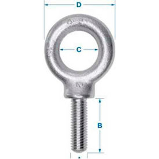 Ken Forging Inc Ken Forging K2023-A-HDG - Carbon Eyebolt - 3/8-16 - 3/4"" Shank - Galvanized - Made In USA p/n K2023-A-HDG