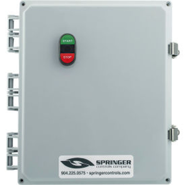 Springer Controls Co. Inc NEMA 4X Enclosed Motor Starter 52A 3PH Separate Coil Voltage Start/Stop 100-250V 25-33A p/n AF5206P2K-3O