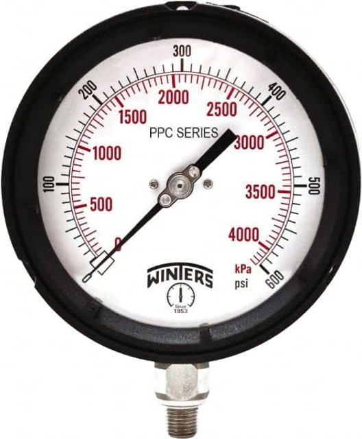 Winters 5049950954SF. Pressure Gauge: 4-1/2" Dial, 1/4" Thread, NPT, Bottom Mount