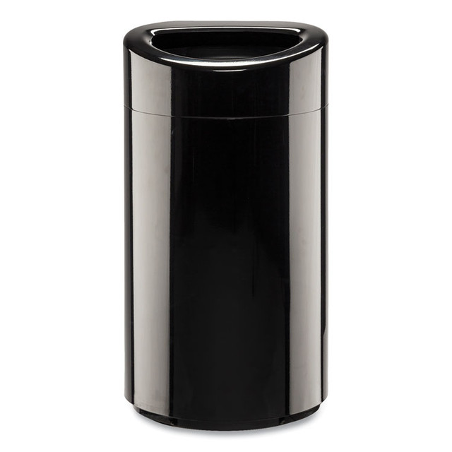 SAFCO PRODUCTS 9921BL Open Top Oval Waste Receptacle, 14 gal, Steel, Black