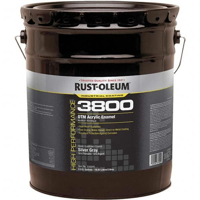 Rust-Oleum 316540 Acrylic Enamel  Paint: 5 gal, Silver Gray, Gloss Finish