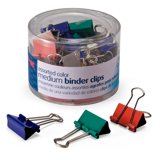 OFFICEMATE INTERNATIONAL CORP. 31029 OIC Binder Clips Tub, Medium Clips, 1 1/4in, Assorted Colors, Pack Of 24