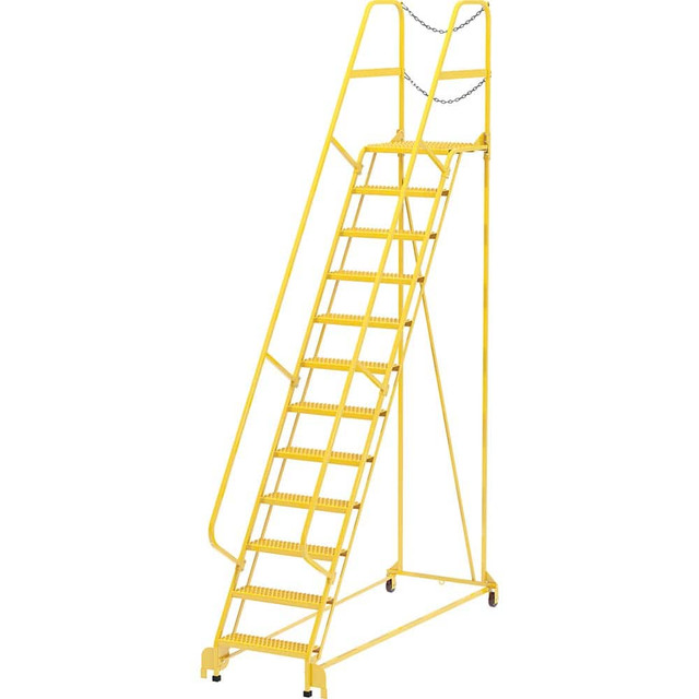 Vestil LAD-MM-12-G-YL Rolling Ladder: Type IA, 120" Platform, 350 lb Capacity, 12 Step, 32" Base