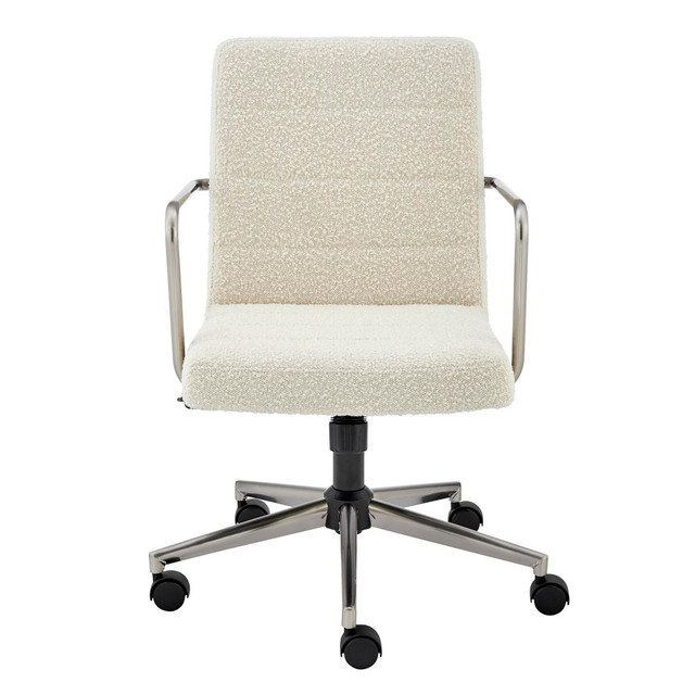 EURO STYLE, INC. Eurostyle 01283-IVRY  Leander Fabric Low-Back Office Chair, Chrome/Ivory