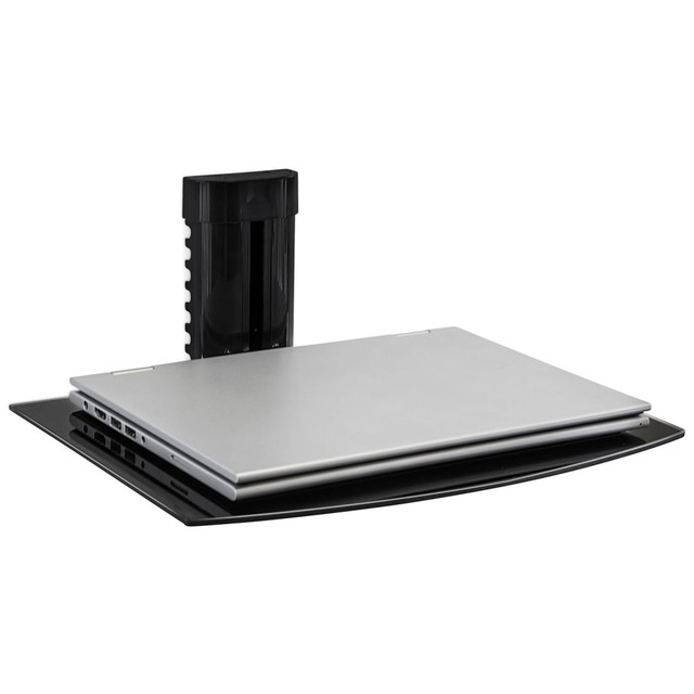 TRANSFORM PARTNERS LLC MI-891 Mount-It! MI-891 Floating Glass Wall Shelf, 4.25inH x 14.25inW x 9.87inD, Black TRANSFORM PARTNERS LLC MI-891 Mount-It! MI-891 Floating Glass Wall Shelf, 4.25inH x 14.25inW x 9.87inD, Black