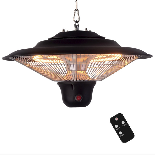 OPTIMUS ENTERPRISE, INC. 995109273M Optimus 1500-Watt Garage/Outdoor Hanging Infrared Heater With Remote, 11in x 18in OPTIMUS ENTERPRISE, INC. 995109273M Optimus 1500-Watt Garage/Outdoor Hanging Infrared Heater With Remote, 11in x 18in