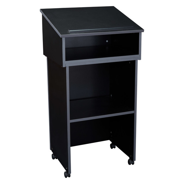 NATIONAL PUBLIC SEATING CORP 22/112-BK/1 Oklahoma Sound Tabletop Lectern AV Cart, 47-1/2inH x 23-3/4inW x 19-7/8inD, Black NATIONAL PUBLIC SEATING CORP 22/112-BK/1 Oklahoma Sound Tabletop Lectern AV Cart, 47-1/2inH x 23-3/4inW x 19-7/8inD, Black