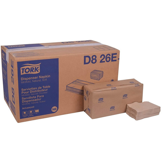 SCA TISSUE N.A. D826E Tork Advanced Soft Minifold Dispenser Napkin - 1 Ply - 13in Width x 12in Length - Natural - Fiber - 500 / Pack - 12 / Carton