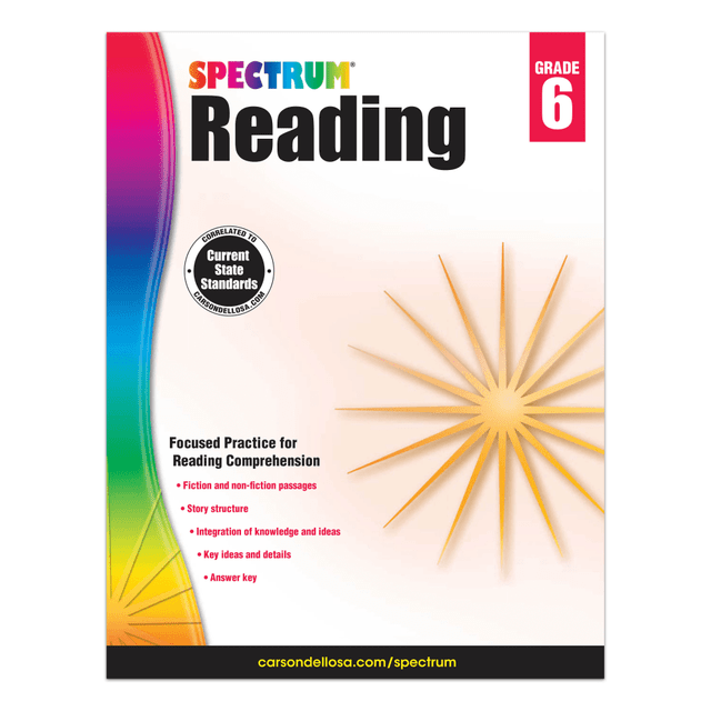 CARSON-DELLOSA PUBLISHING LLC 704584 Carson-Dellosa Spectrum Reading Workbook, Grade 6 CARSON-DELLOSA PUBLISHING LLC 704584 Carson-Dellosa Spectrum Reading Workbook, Grade 6
