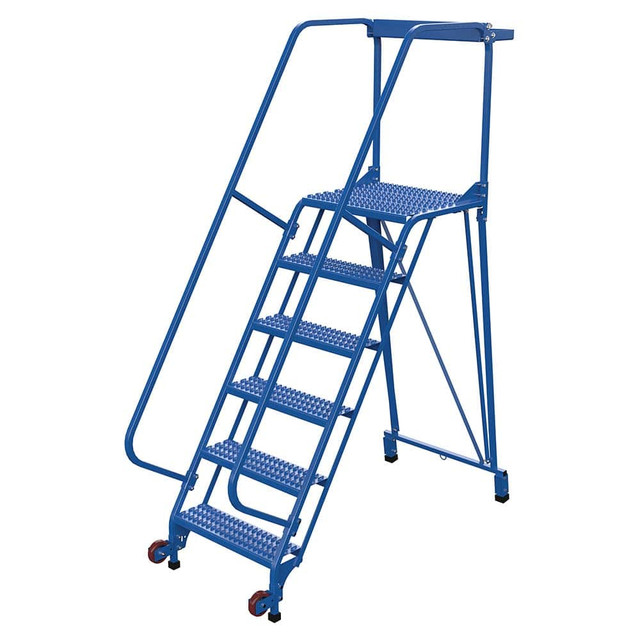 Vestil LAD-TRS-60-6-G 6-Step Steel Step Ladder: Type IA, 90" High