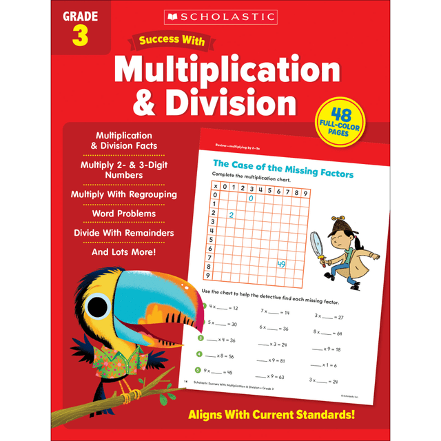 SCHOLASTIC TEACHER RESOURCES Scholastic 9781338798548  Success With Multiplication & Division Workbook, Grade 3