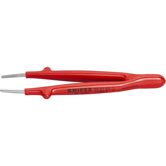 Knipex 92 67 63 Tweezers; Tweezer Type: Utility ; Pattern: Serrated Blunt Tip ; Material: Stainless Steel ; Tip Type: Blunt ; Tip Shape: Pointed ; Overall Length (Inch): 5-3/4in