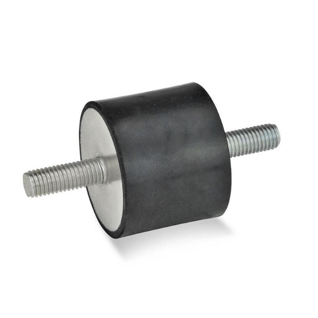 J.W. Winco 351-100-55-M16- Vibration Isolators; Isolator Type: Stud/Stud ; Insert Material: Zinc-Plated Steel ; Isolator Material: Natural Rubber ; Maximum Load Capacity: 13080.00N ; Top Diameter: 100.00 ; Bottom Diameter: 100