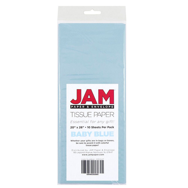 JAM PAPER AND ENVELOPE 1152347 JAM Paper Tissue Paper, 26inH x 20inW x 1/8inD, Baby Blue, Pack Of 10 Sheets JAM PAPER AND ENVELOPE 1152347 JAM Paper Tissue Paper, 26inH x 20inW x 1/8inD, Baby Blue, Pack Of 10 Sheets