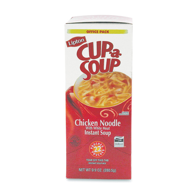 LIPTON 34879  Chicken Noodle Cup A Soup, 0.45 Oz, Box Of 22 Envelopes