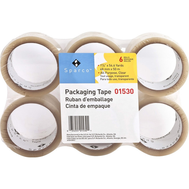 SP RICHARDS Sparco 1530  Transparent Hot-melt Tape - 55 yd Length x 2in Width - 1.9 mil Thickness - 3in Core - 36 / Carton - Clear