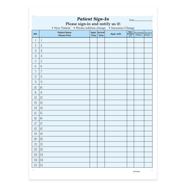 TAYLOR CORP W-PSGN250 HIPAA Compliant Patient/Visitor Privacy 2-Part Sign-In Sheets, 8-1/2in x 11in, Blue, Pack Of 250 Sheets TAYLOR CORP W-PSGN250 HIPAA Compliant Patient/Visitor Privacy 2-Part Sign-In Sheets, 8-1/2in x 11in, Blue, Pack Of 250 Sheets