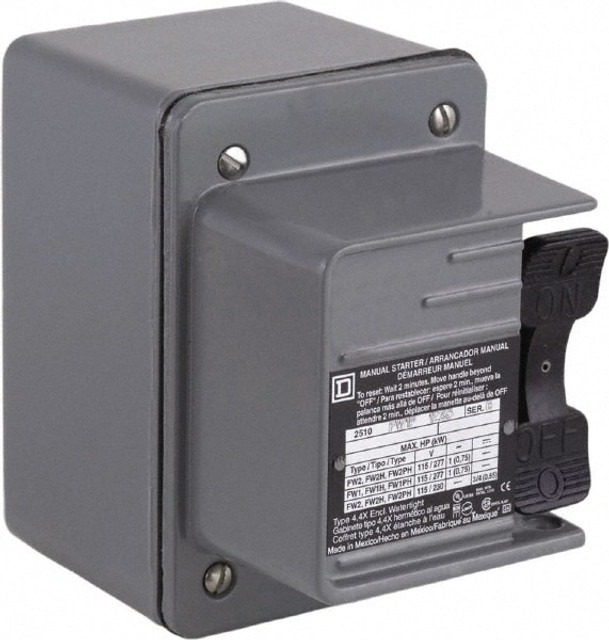 Square D 2510FW1 1 Pole, 16 Amp, NEMA, Enclosed Toggle Manual Motor Starter