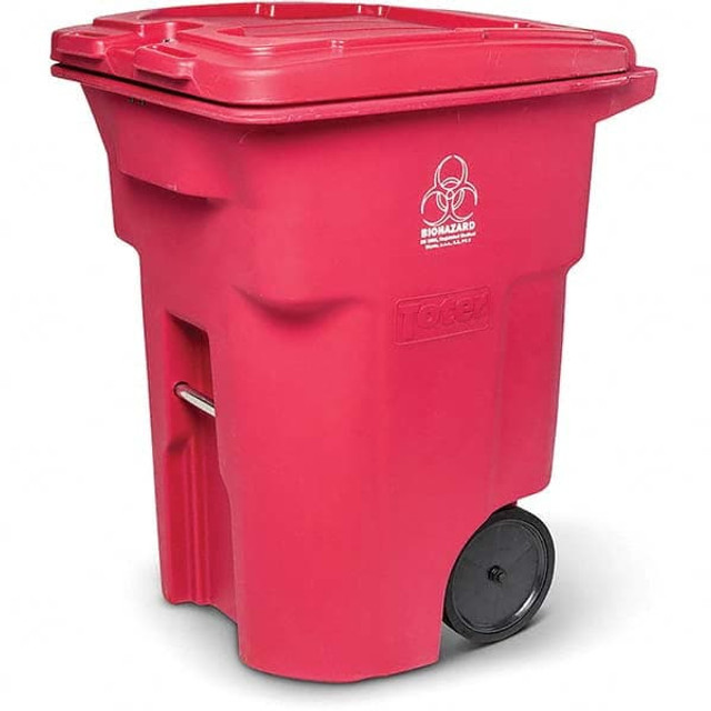 Toter RMN96-00RED Biohazardous & Step-Open Trash Cans; Container Capacity: 96gal (US) ; Container Shape: Rectangle ; Overall Diameter: 29.75in ; Overall Height: 53.25in