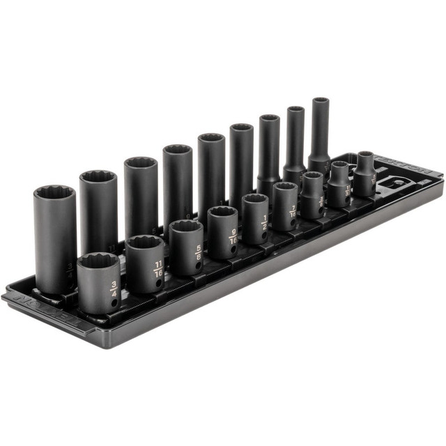 Tekton SID91212 Socket Sets; Set Type: Deep; Standard; Impact; Socket Set ; Measurement Type: Inch ; Drive Size: 3/8 in ; Minimum Size (Inch): 0.3125 ; Maximum Socket Depth (Decimal Inch): 1.1000 ; Maximum Size (Inch): 0.75