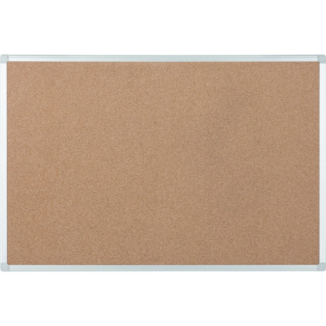 BI-SILQUE VISUAL COMM.PROD. CA02409214 Bi silque Ayda Cork Bulletin Board, 24in x 18in, Aluminum Frame With Silver Finish