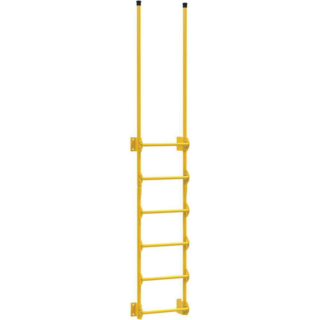 Vestil DKL-6 Steel Wall Mounted Ladder: 113-1/2" High, 6 Steps, 300 lb Capacity