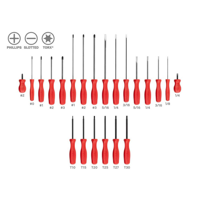 Tekton DRV44001 High-Torque Chrome Blade Screwdriver Set, 4-Piece (#1-#2, 3/16-1/4 in.)