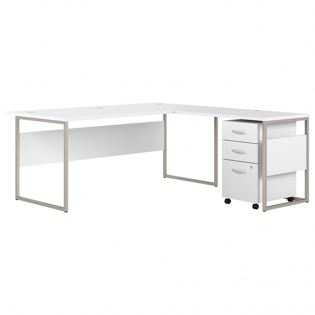 BUSH INDUSTRIES INC. Bush Business Furniture HYB010WHSU  Hybrid 72inW L-Shaped Corner Desk Table With 3-Drawer Mobile File Cabinet, White, Standard Delivery