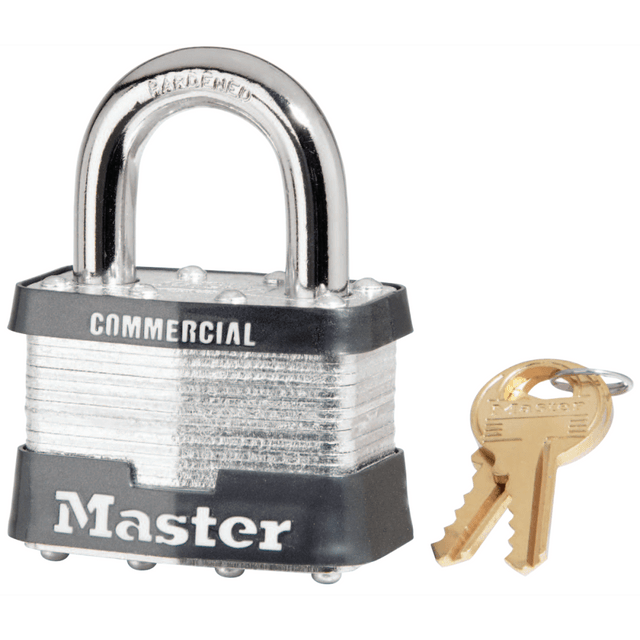 MASTER LOCK COMPANY LLC 470-5DCOM No. 5 Laminated Steel Pin Tumbler Padlocks, 3/8Dia, 1L X 15/16W, Silver/Black