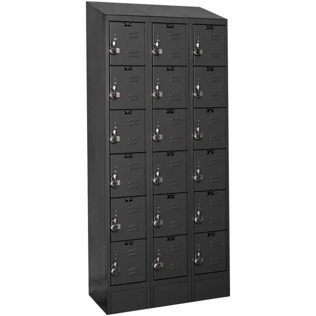 Hallowell URB3228-6ASB-ME Lockers; Locker Style: Horizontal ; Locker Configuration: 3-Wide ; Assembled: Yes ; Shelf Capacity: 0 ; Handle Type: Pull ; Locker Material: Steel