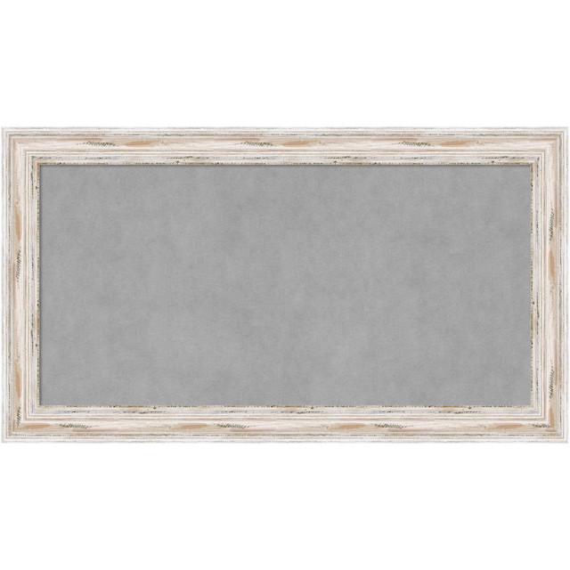 UNIEK INC. A42702972387 Amanti Art Narrow Magnetic Bulletin Board, Aluminum/Steel, 27in x 15in, Alexandria White Wash Wood Frame