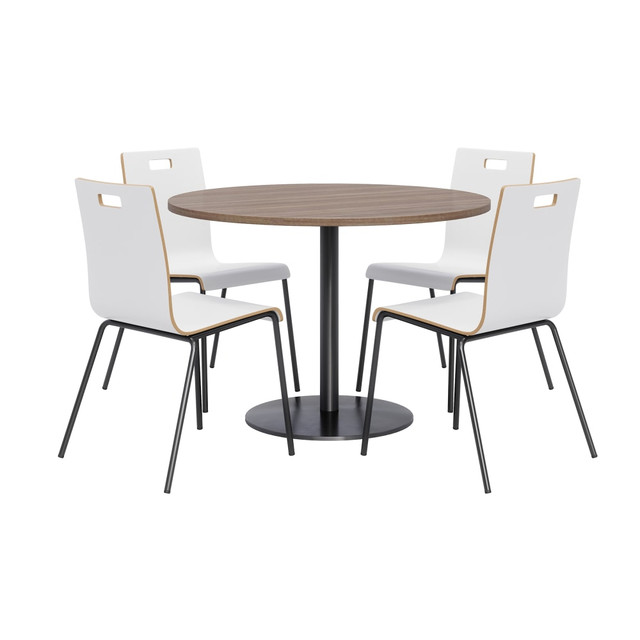 KENTUCKIANA FOAM INC 840031921857 KFI Studios Proof Dining Table Set With Jive Dining Chairs, White/Brown/Black