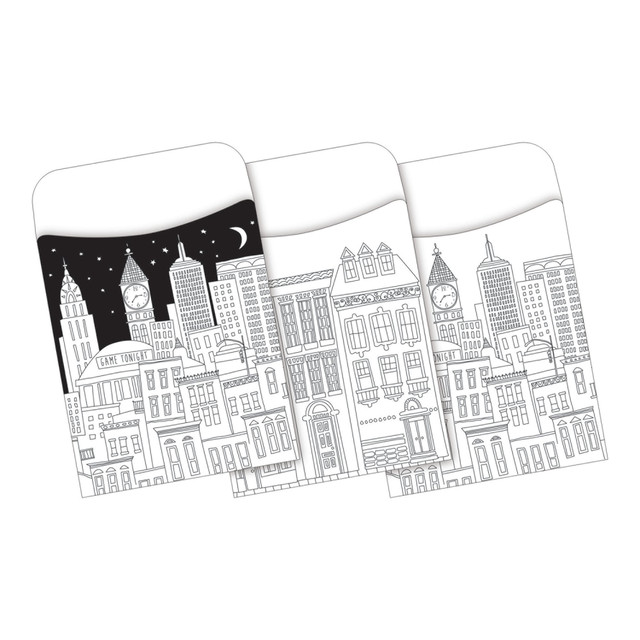 BARKER CREEK PUBLISHING, INC. BC1244 Barker Creek Peel & Stick Library Pockets, Color Me! Cityscapes, Pack Of 30