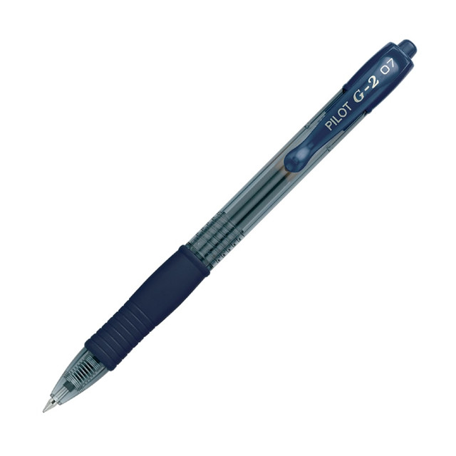 PILOT CORPORATION OF AMERICA 31187 Pilot G2 Retractable Gel Pens, Fine Point, 0.7 mm, Clear Barrels, Navy Ink, Pack Of 12 Pens