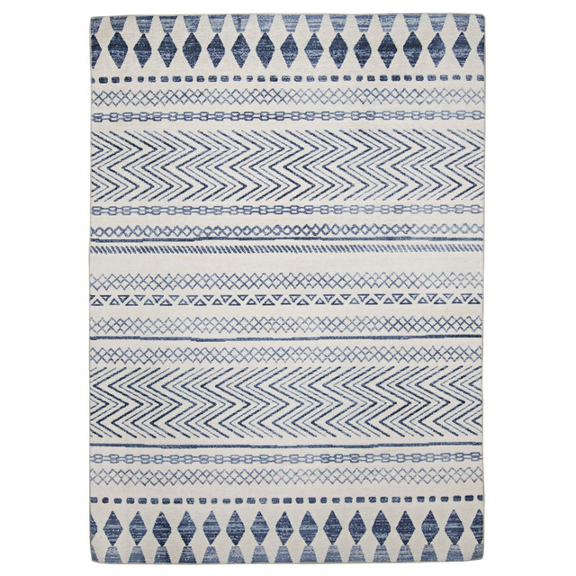 LINON HOME DECOR PRODUCTS, INC Linon OD5005  Washable Outdoor Area Rug, Gebert, 2ft x 3ft, Ivory/Blue