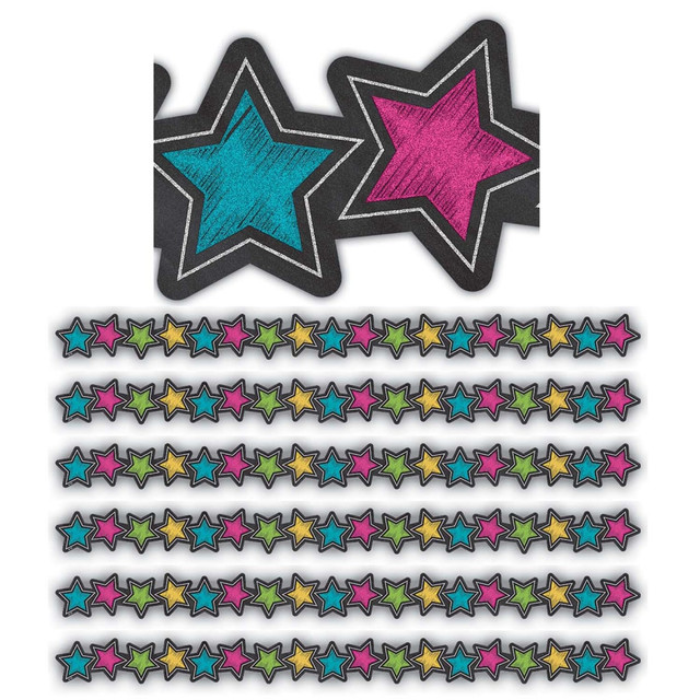 EDUCATORS RESOURCE TCR3569-6 Teacher Created Resources Die-Cut Border Trim, Chalkboard Brights Stars, 35' Per Pack, Set Of 6 Packs