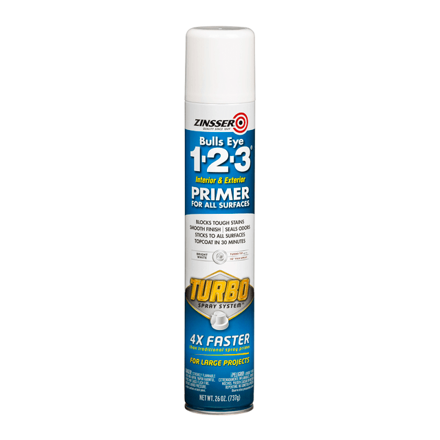 RUST-OLEUM CORPORATION 343746 Zinsser Bulls Eye Turbo White Primer, 26 Oz, Case Of 6 Bottles RUST-OLEUM CORPORATION 343746 Zinsser Bulls Eye Turbo White Primer, 26 Oz, Case Of 6 Bottles