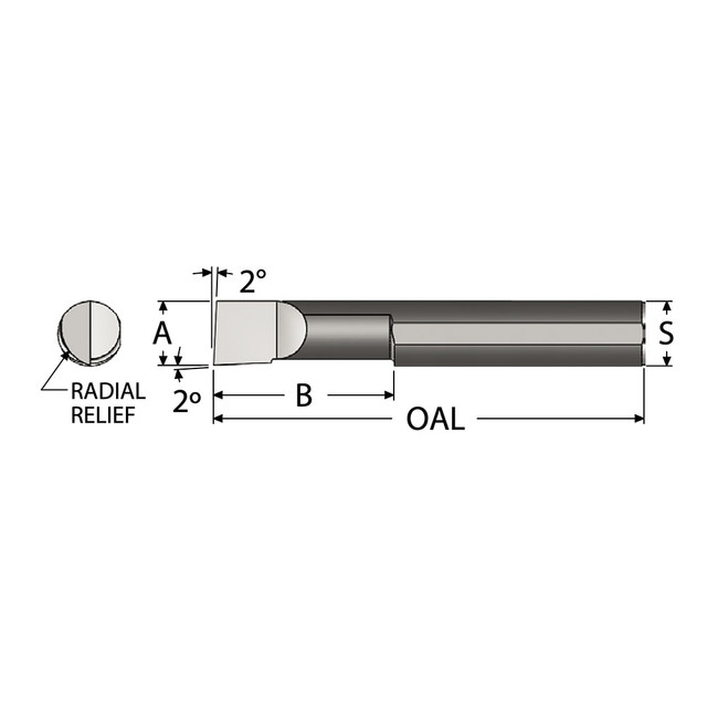 Scientific Cutting Tools BB258A Radial Relief Boring Bar: 0.248" Min Bore, 1" Max Depth, Right Hand Cut, Submicron Solid Carbide