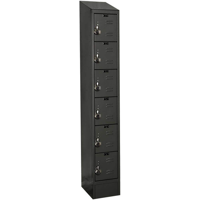 Hallowell URB1258-6ASB-ME Lockers; Locker Style: Horizontal ; Locker Configuration: 1-Wide ; Assembled: Yes ; Shelf Capacity: 0 ; Handle Type: Pull ; Locker Material: Steel