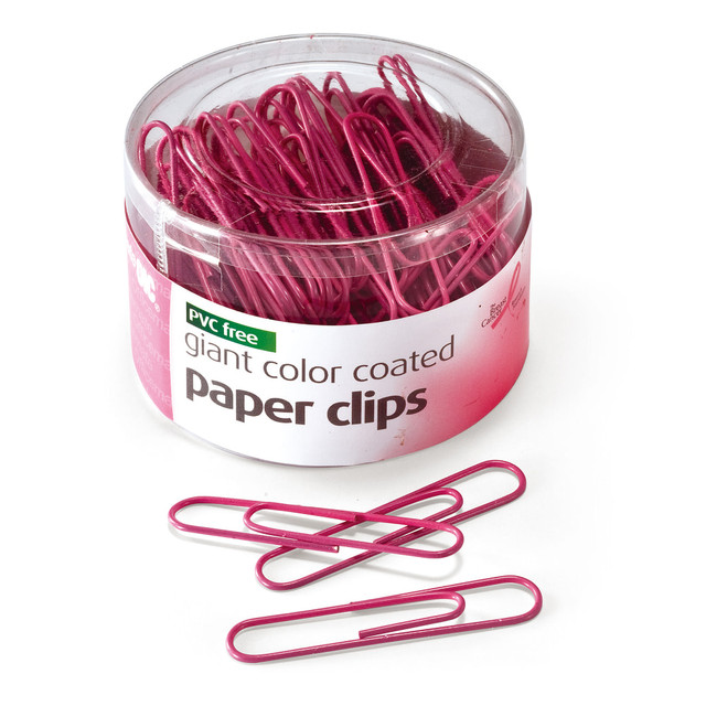 OFFICEMATE INTERNATIONAL CORP. 08908 OIC Paper Clips, Tub Of 80, Jumbo, Breast Cancer Awareness