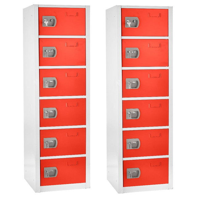 ADIR CORP. ADI629-206-RED-2PK Alpine 6-Tier Steel Lockers, 72inH x 12inW x 12inD, Red, Pack Of 2 Lockers ADIR CORP. ADI629-206-RED-2PK Alpine 6-Tier Steel Lockers, 72inH x 12inW x 12inD, Red, Pack Of 2 Lockers