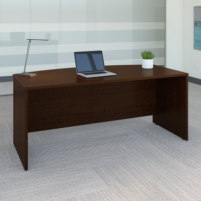 BUSH INDUSTRIES INC. WC12946 Bush Business Furniture Components 72inW Bow-Front Computer Desk, Mocha Cherry, Standard Delivery