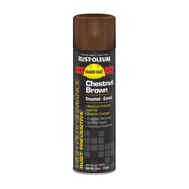 RUST-OLEUM CORPORATION Rust-Oleum V2175838  Hard Hat High Performance V2100 System Rust Preventive Enamel Spray Paint, 15 Oz, Gloss Chestnut Brown, Case Of 6 Cans