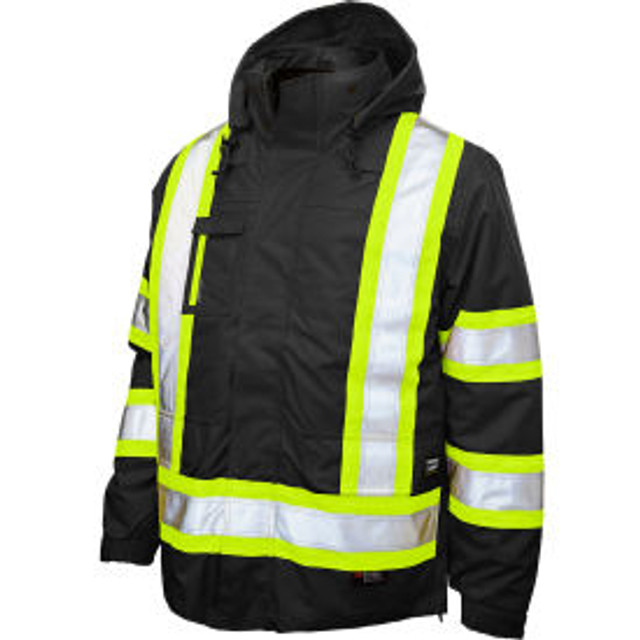 Tough Duck Men's Poly Oxford 5-In-1 Safety Jacket 5XLT Black p/n S42661-BLACK-5XLT