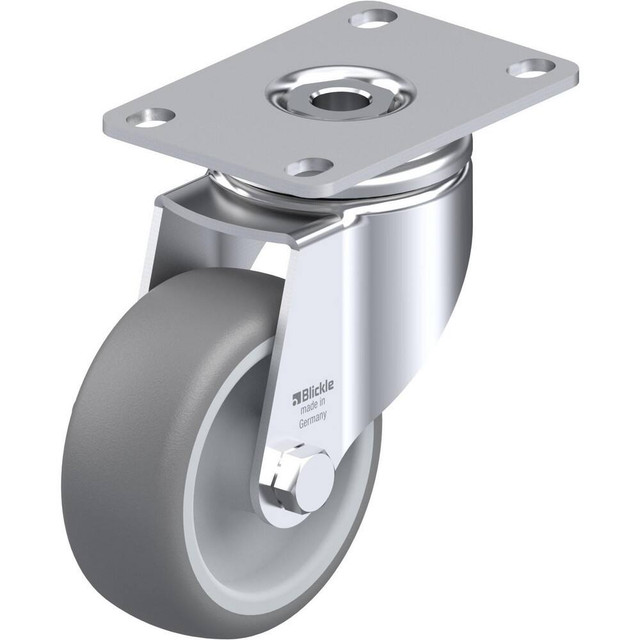 Blickle 910431 Top Plate Casters; Mount Type: Plate ; Number of Wheels: 1.000 ; Wheel Diameter (Inch): 5 ; Wheel Material: Rubber ; Wheel Width (Inch): 1-1/4 ; Wheel Color: Gray