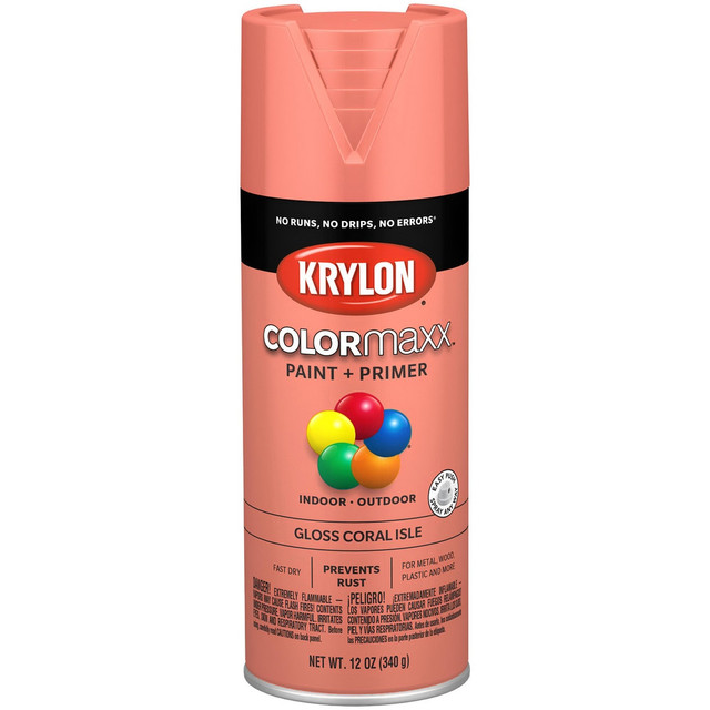 Krylon K05514007 Spray Paints; Product Type: Acrylic Enamel ; Type: Acrylic Enamel Spray Paint ; Color: Coral Isle ; Finish: Gloss ; Color Family: Red ; Container Size (oz.): 12.000