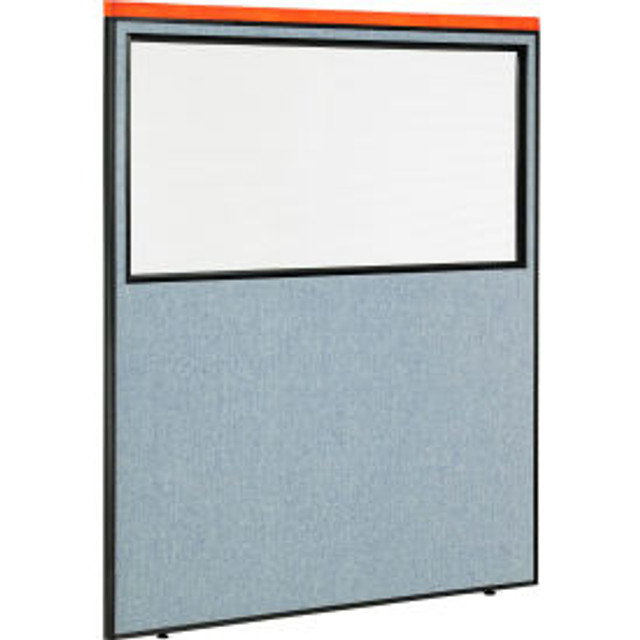 Global Industrial Interion® Deluxe Office Partition Panel with Partial Window 60-1/4""W x 73-1/2""H Blue p/n 694673WBL